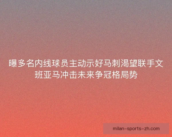 曝多名内线球员主动示好马刺渴望联手文班亚马冲击未来争冠格局势